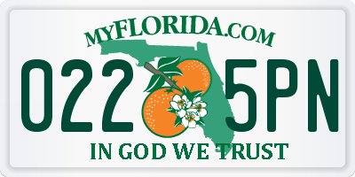 FL license plate 0225PN