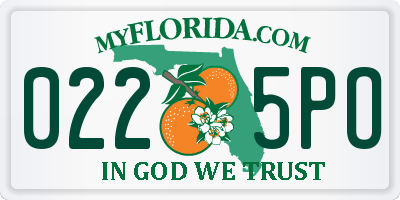 FL license plate 0225PO