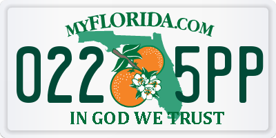 FL license plate 0225PP
