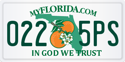 FL license plate 0225PS