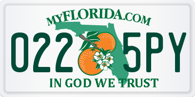 FL license plate 0225PY