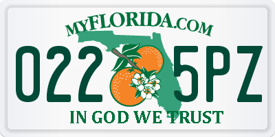 FL license plate 0225PZ
