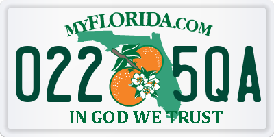 FL license plate 0225QA
