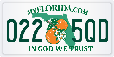 FL license plate 0225QD