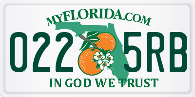 FL license plate 0225RB