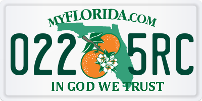 FL license plate 0225RC