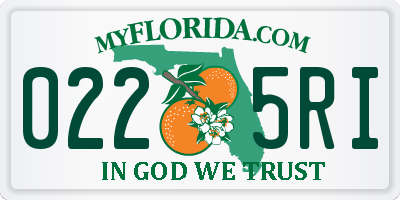 FL license plate 0225RI