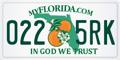FL license plate 0225RK