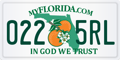 FL license plate 0225RL
