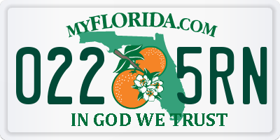 FL license plate 0225RN