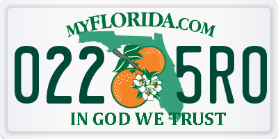 FL license plate 0225RO
