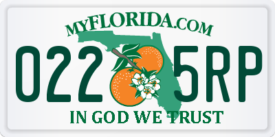 FL license plate 0225RP
