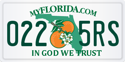 FL license plate 0225RS