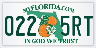 FL license plate 0225RT