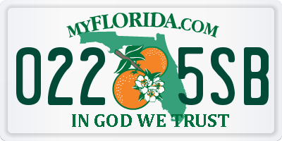 FL license plate 0225SB