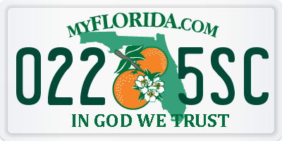 FL license plate 0225SC