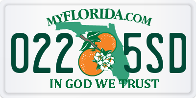 FL license plate 0225SD