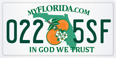 FL license plate 0225SF