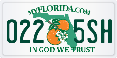 FL license plate 0225SH