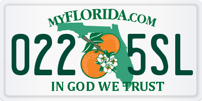 FL license plate 0225SL