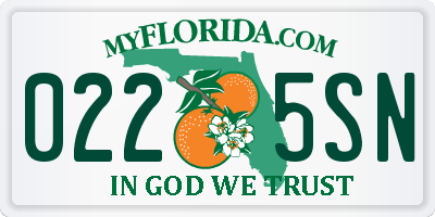FL license plate 0225SN