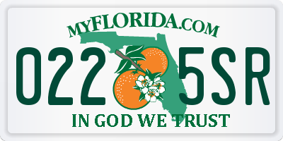 FL license plate 0225SR