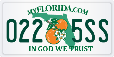 FL license plate 0225SS