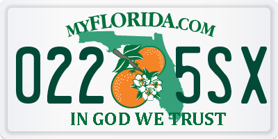 FL license plate 0225SX