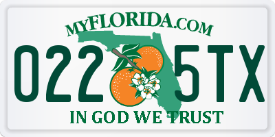 FL license plate 0225TX