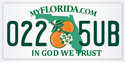 FL license plate 0225UB