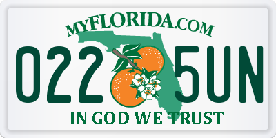 FL license plate 0225UN