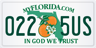FL license plate 0225US