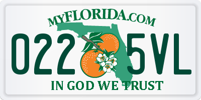 FL license plate 0225VL