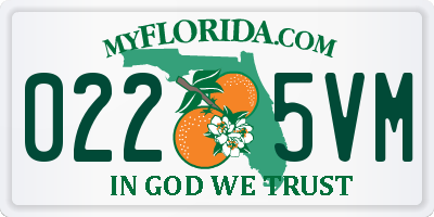 FL license plate 0225VM