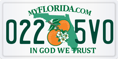 FL license plate 0225VO