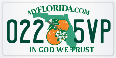 FL license plate 0225VP