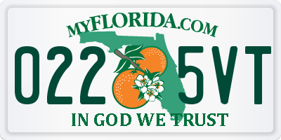 FL license plate 0225VT