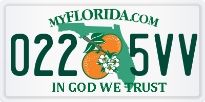 FL license plate 0225VV