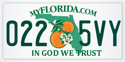 FL license plate 0225VY