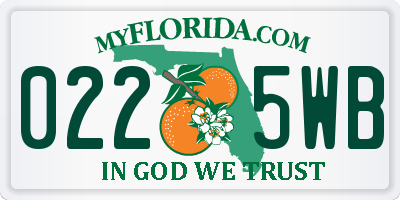 FL license plate 0225WB