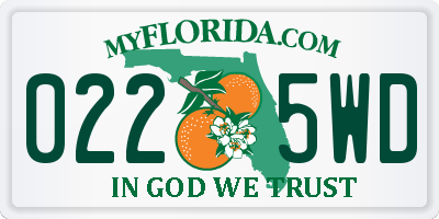 FL license plate 0225WD