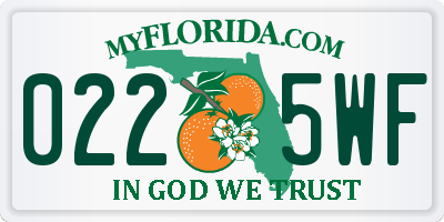 FL license plate 0225WF