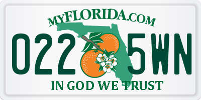 FL license plate 0225WN
