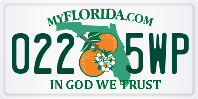 FL license plate 0225WP
