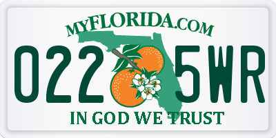 FL license plate 0225WR