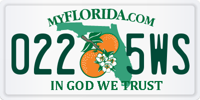 FL license plate 0225WS