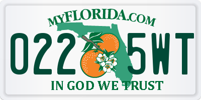 FL license plate 0225WT