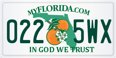 FL license plate 0225WX