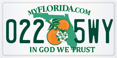 FL license plate 0225WY