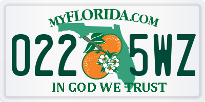 FL license plate 0225WZ